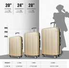 FOCHIER 3 PCS Hard shell Luggage Sets Clearance, PC+ABS Hardside Lightweight Fashion Suitcase with Spinner Wheels &amp; TSA Lock 20in24in28in