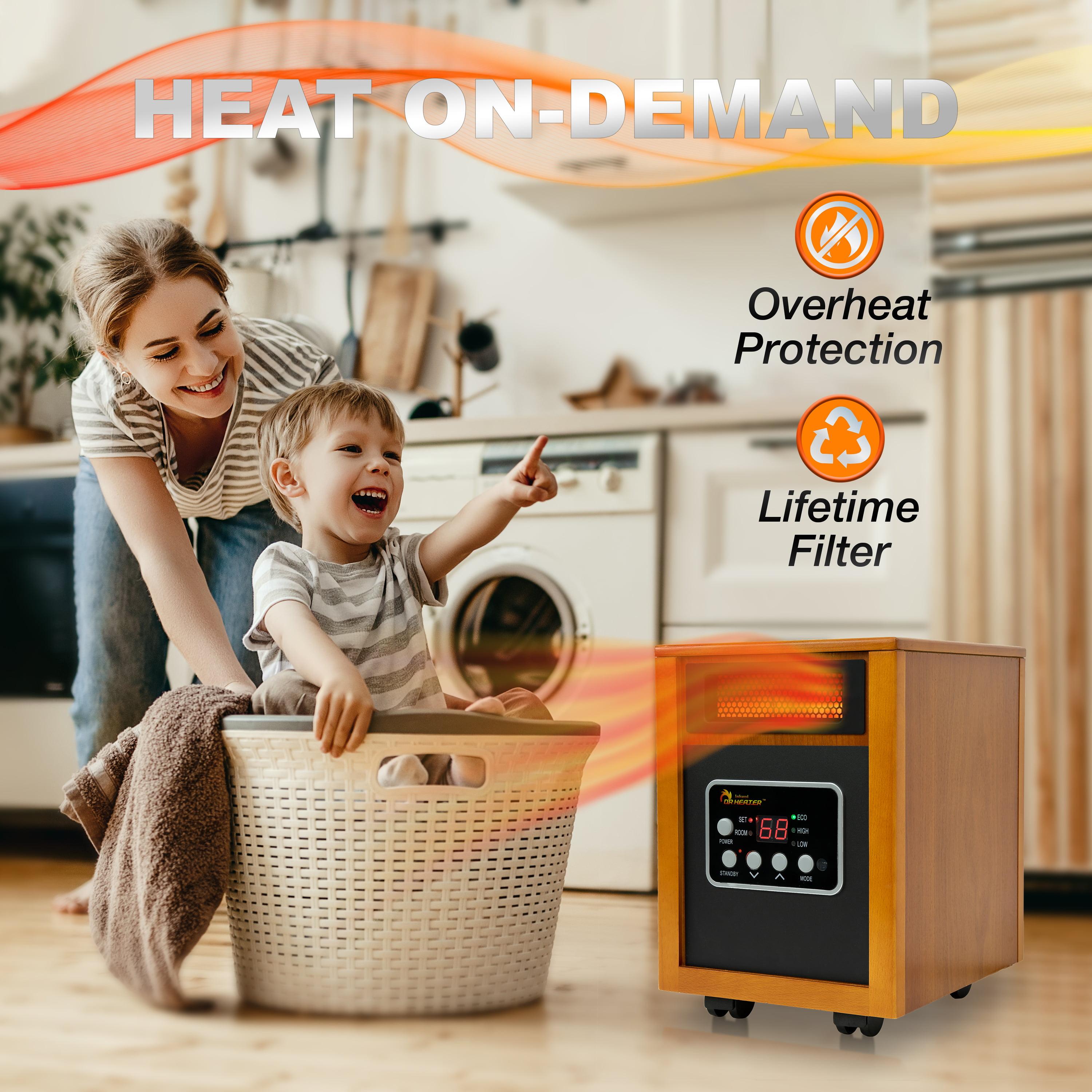 Dr. Infrared Heater DR-968 Electric Portable Infrared Space Heater, 1500-Watt, Cherry