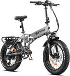 Eahora X5 Plus 750W Fat Tire Folding Electric Bicycle 48V Electric Bikes for Adults Hydraulic Brakes, Full Suspension, Removable Lithium Battery, E-PAS RecharSystem, 8-Speed Gears