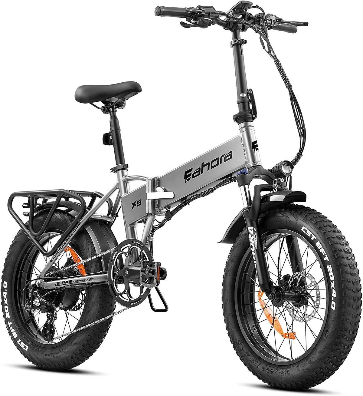 Eahora X5 Plus 750W Fat Tire Folding Electric Bicycle 48V Electric Bikes for Adults Hydraulic Brakes, Full Suspension, Removable Lithium Battery, E-PAS RecharSystem, 8-Speed Gears