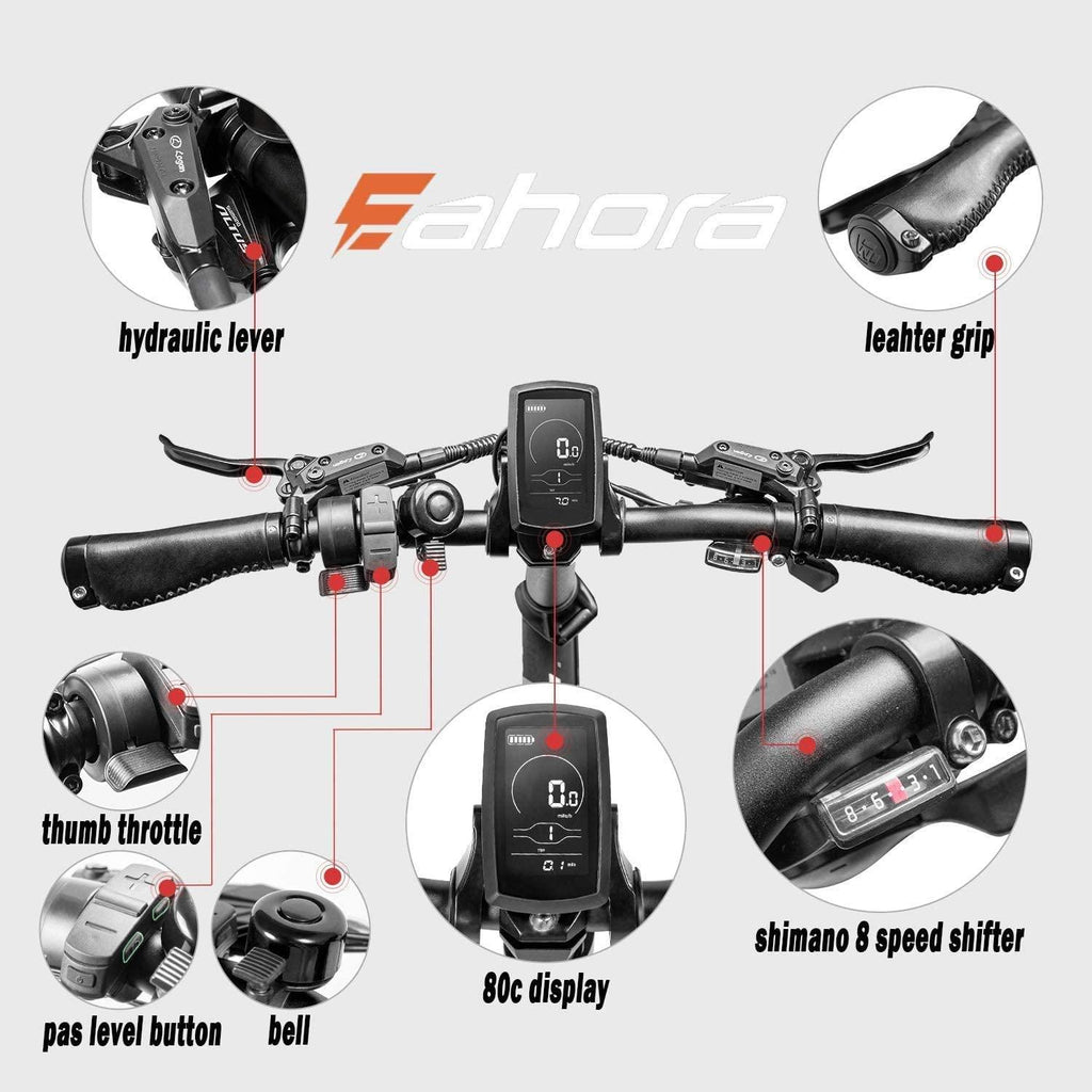 Eahora X5 Plus 750W Fat Tire Folding Electric Bicycle 48V Electric Bikes for Adults Hydraulic Brakes, Full Suspension, Removable Lithium Battery, E-PAS RecharSystem, 8-Speed Gears