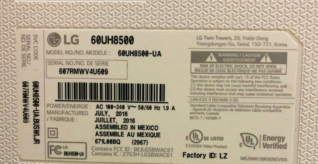 local pick up only lg 60uh8500 60" uh8500 series 3d 4k uhd smart tv w/ remote