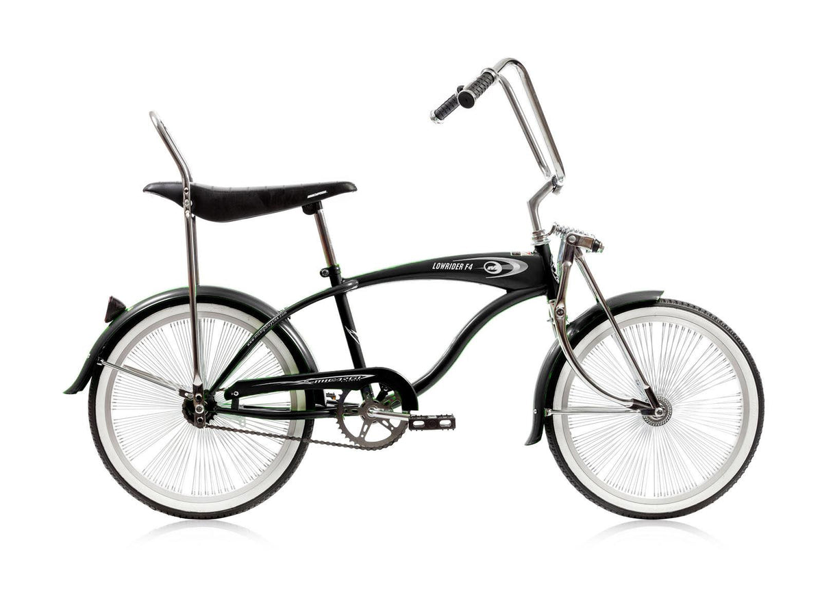 Micargi LOWRIDER F4 20" Lowrider Hi-Ten Steel Coaster Brake Single Speed One Piece Crank Alloy Rims 140H Color: Black