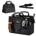 Heavy Duty Tool Bag with Multi-Pockets, Portable Tool Box Organizer StoraBag, with Adjustable Shoulder Strap and Ergonomic Handle (Black, 12" Standard Base)