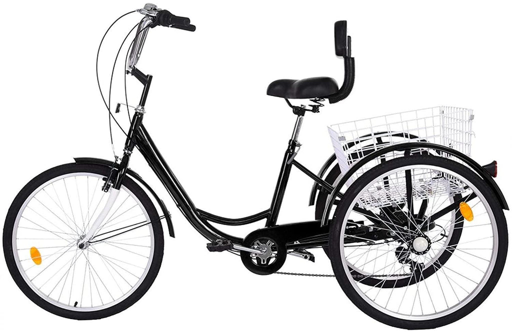 Goddess Accent Adult Tricycle 1/7 Speed 3-Wheel with Shopping Basket for Seniors, Women, Men,Road Tricycle Multiple Speeds, 24-Inch Wheels, W/Installation Tools