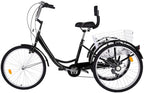 Goddess Accent Adult Tricycle 1/7 Speed 3-Wheel with Shopping Basket for Seniors, Women, Men,Road Tricycle Multiple Speeds, 24-Inch Wheels, W/Installation Tools