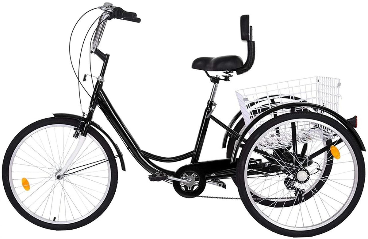 Goddess Accent Adult Tricycle 1/7 Speed 3-Wheel with Shopping Basket for Seniors, Women, Men,Road Tricycle Multiple Speeds, 24-Inch Wheels, W/Installation Tools