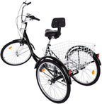 Goddess Accent Adult Tricycle 1/7 Speed 3-Wheel with Shopping Basket for Seniors, Women, Men,Road Tricycle Multiple Speeds, 24-Inch Wheels, W/Installation Tools