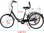 Goddess Accent Adult Tricycle 1/7 Speed 3-Wheel with Shopping Basket for Seniors, Women, Men,Road Tricycle Multiple Speeds, 24-Inch Wheels, W/Installation Tools