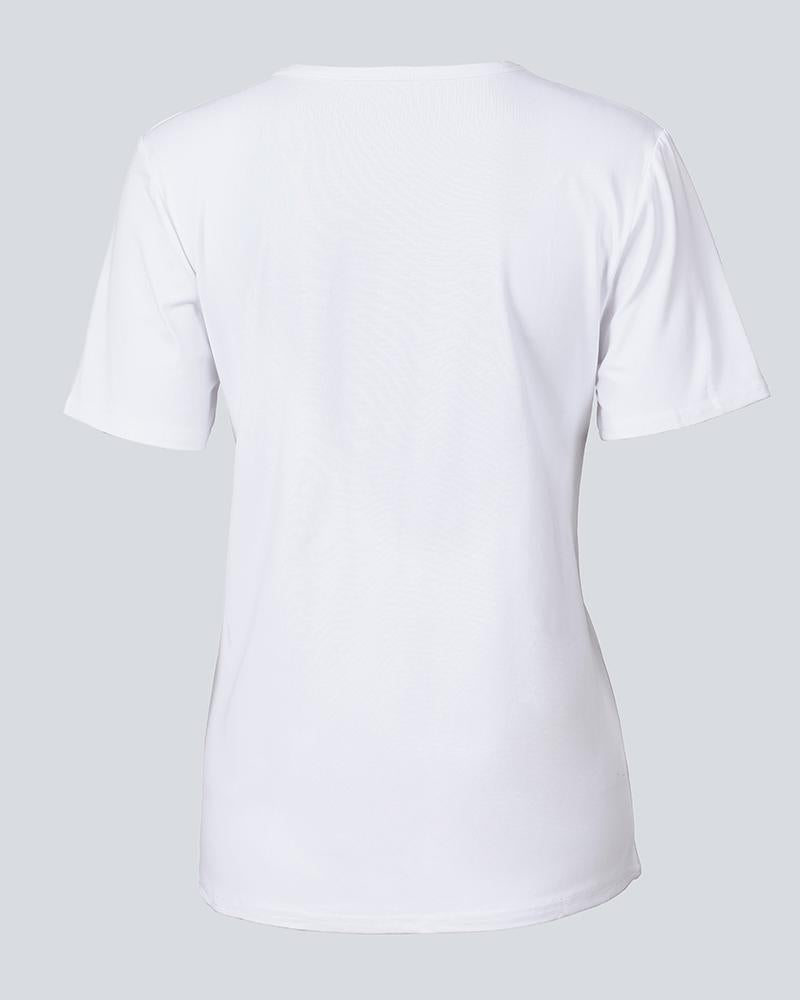 leopard letter&amp;heart print short sleeve t-shirt