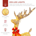 Lighted Christmas 4ft Reindeer &amp; Sleigh Outdoor Yard Decoration Set w/ 205 LED Lights, Stakes