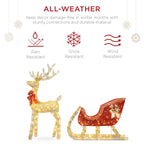 Lighted Christmas 4ft Reindeer &amp; Sleigh Outdoor Yard Decoration Set w/ 205 LED Lights, Stakes