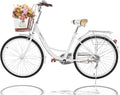 Bike for Women 26 inch Cruiser Bike Unisex Classic Beach Cruiser Bike with Baskets, Front and Rear Fenders, Rear Rack, Comfortable Commuter Bicycle, Seaside Travel Bicycle