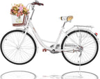 Bike for Women 26 inch Cruiser Bike Unisex Classic Beach Cruiser Bike with Baskets, Front and Rear Fenders, Rear Rack, Comfortable Commuter Bicycle, Seaside Travel Bicycle