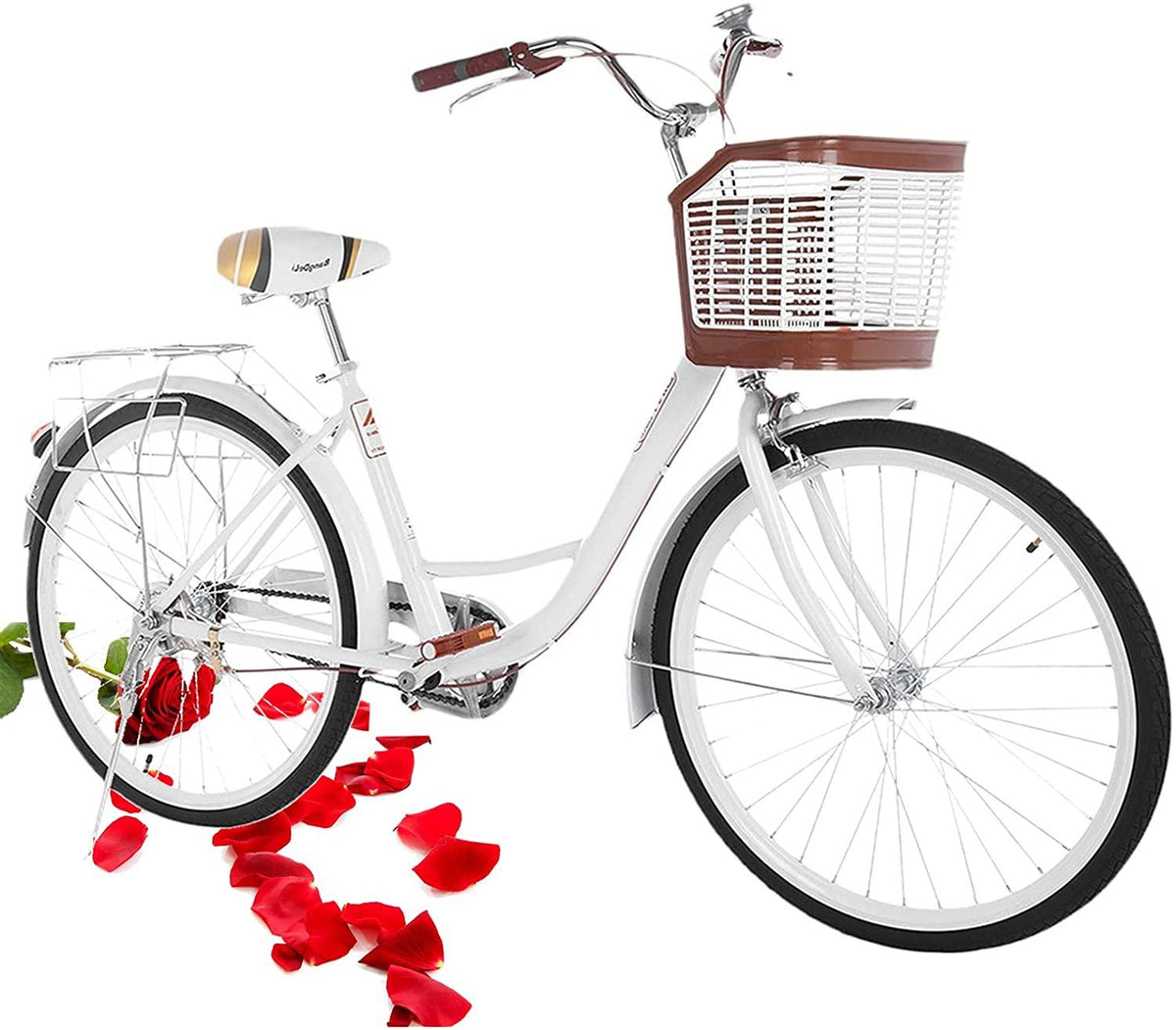 Bike for Women 26 inch Cruiser Bike Unisex Classic Beach Cruiser Bike with Baskets, Front and Rear Fenders, Rear Rack, Comfortable Commuter Bicycle, Seaside Travel Bicycle