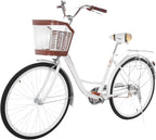 Bike for Women 26 inch Cruiser Bike Unisex Classic Beach Cruiser Bike with Baskets, Front and Rear Fenders, Rear Rack, Comfortable Commuter Bicycle, Seaside Travel Bicycle
