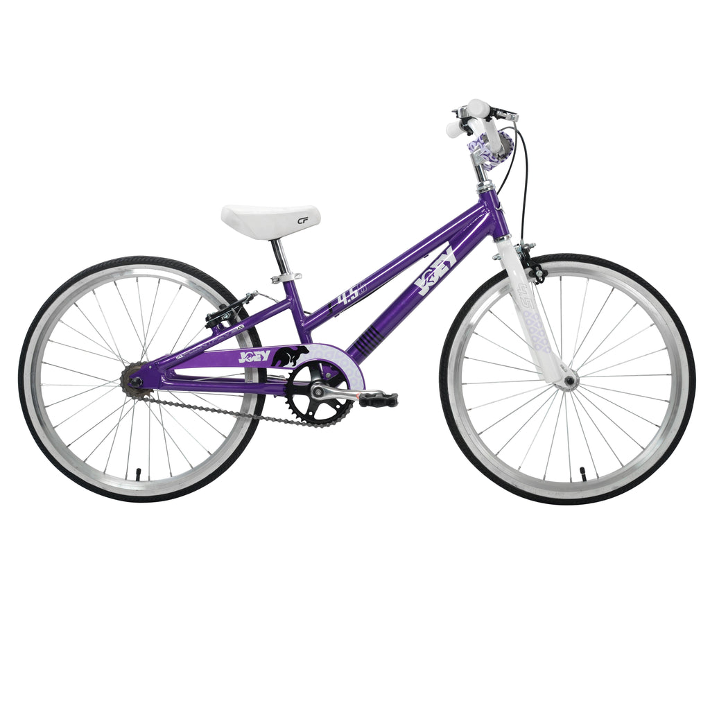 Joey 4.5 Ergonomic Kids Bicycle, For Boys or Girls, A5 and up, Height 43-54 inches, in Purple