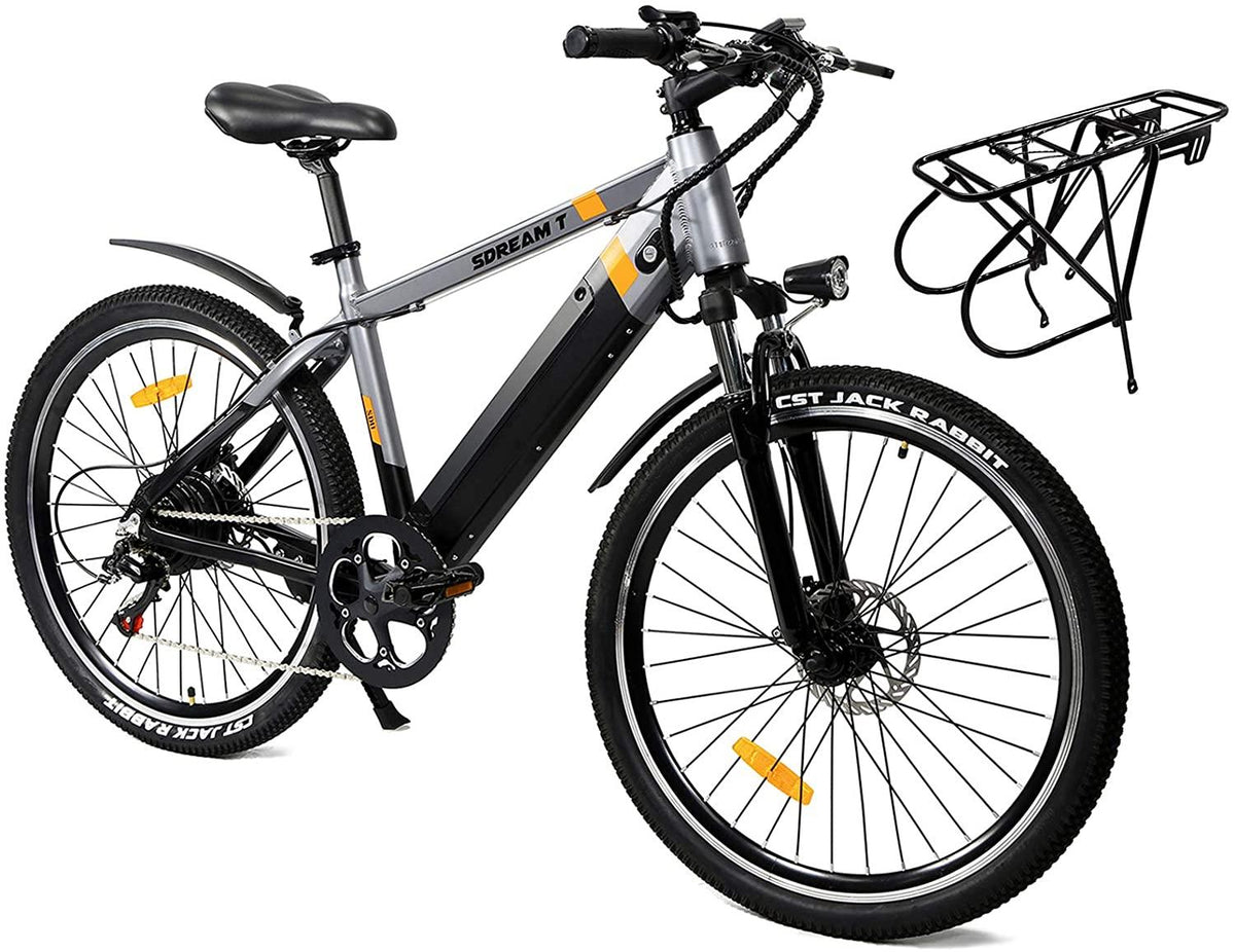 SDU 26" Electric Mountain Bike for Adults SDREAM T350, 48V/10.4Ah Removable Hidden Battery, 350W Brushless Motor, LED Display with Cruise, Front Suspension Ebike for Mountain Trail and Commuting