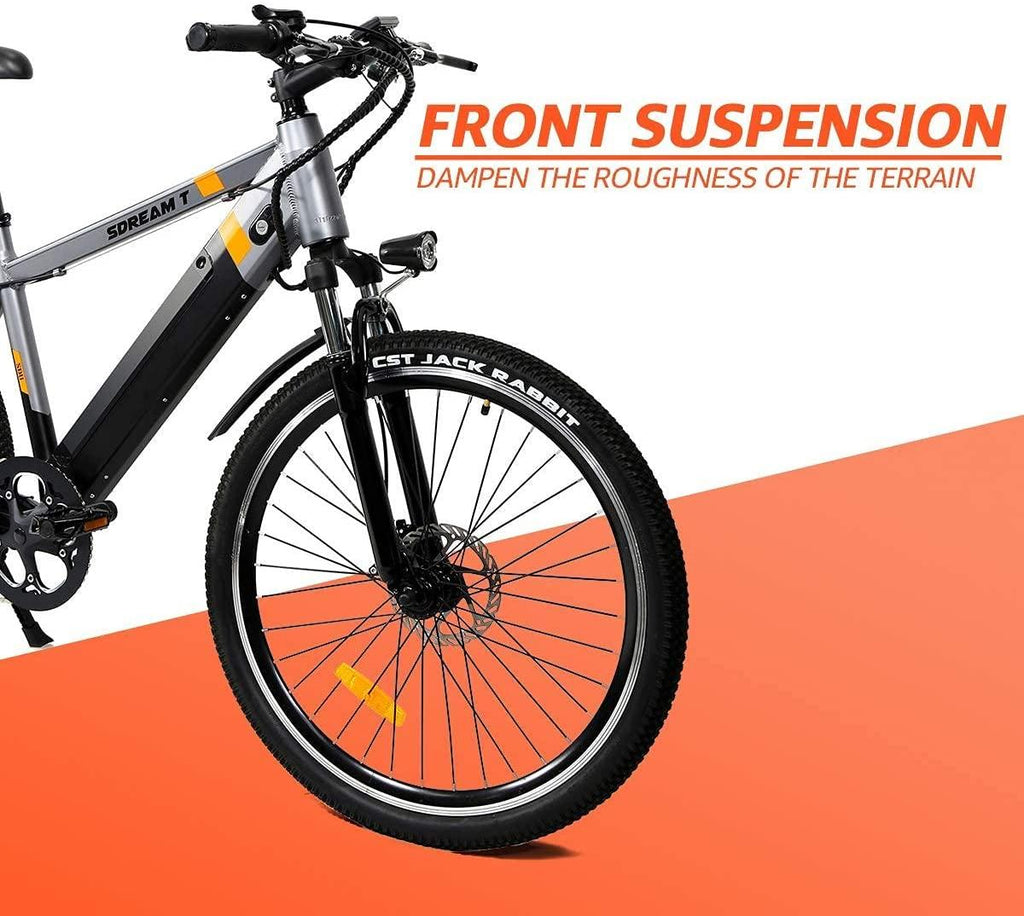 SDU 26" Electric Mountain Bike for Adults SDREAM T350, 48V/10.4Ah Removable Hidden Battery, 350W Brushless Motor, LED Display with Cruise, Front Suspension Ebike for Mountain Trail and Commuting
