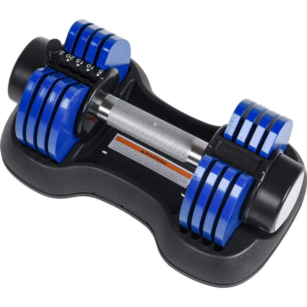 Wuudi Adjustable Dumbbell 5-25 Lbs. Weight Options Non-Slip Dumbbell with Handle and Weight Plate for Body Workout Home Gym, Single
