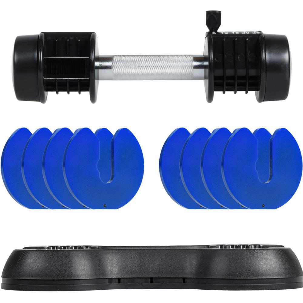 Wuudi Adjustable Dumbbell 5-25 Lbs. Weight Options Non-Slip Dumbbell with Handle and Weight Plate for Body Workout Home Gym, Single
