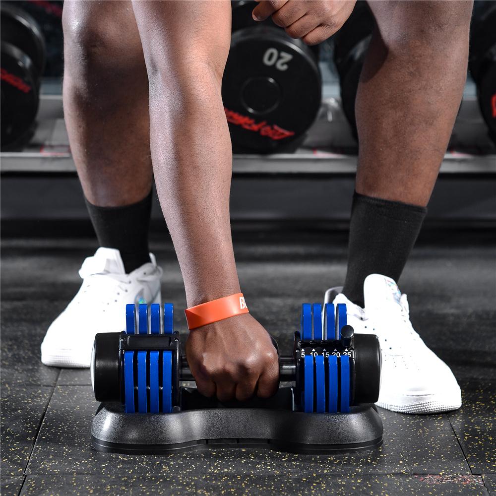 Wuudi Adjustable Dumbbell 5-25 Lbs. Weight Options Non-Slip Dumbbell with Handle and Weight Plate for Body Workout Home Gym, Single