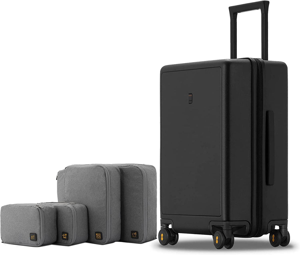 Elegance Carry On Suitcase, 20” Hardside Luggage with TSA Lock, Spinner Wheels-Black, 20-Inch