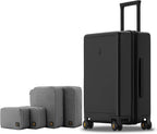 Elegance Carry On Suitcase, 20” Hardside Luggage with TSA Lock, Spinner Wheels-Black, 20-Inch