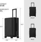 Elegance Carry On Suitcase, 20” Hardside Luggage with TSA Lock, Spinner Wheels-Black, 20-Inch