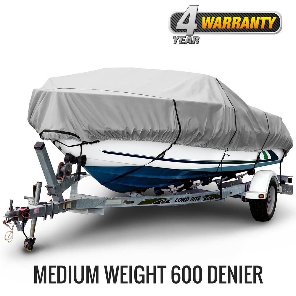 Sportsman 600 Denier 17 ft. to 19 ft. (Beam Width to 102 in.) Gray V-Hull Fishing Boat Cover BT-5