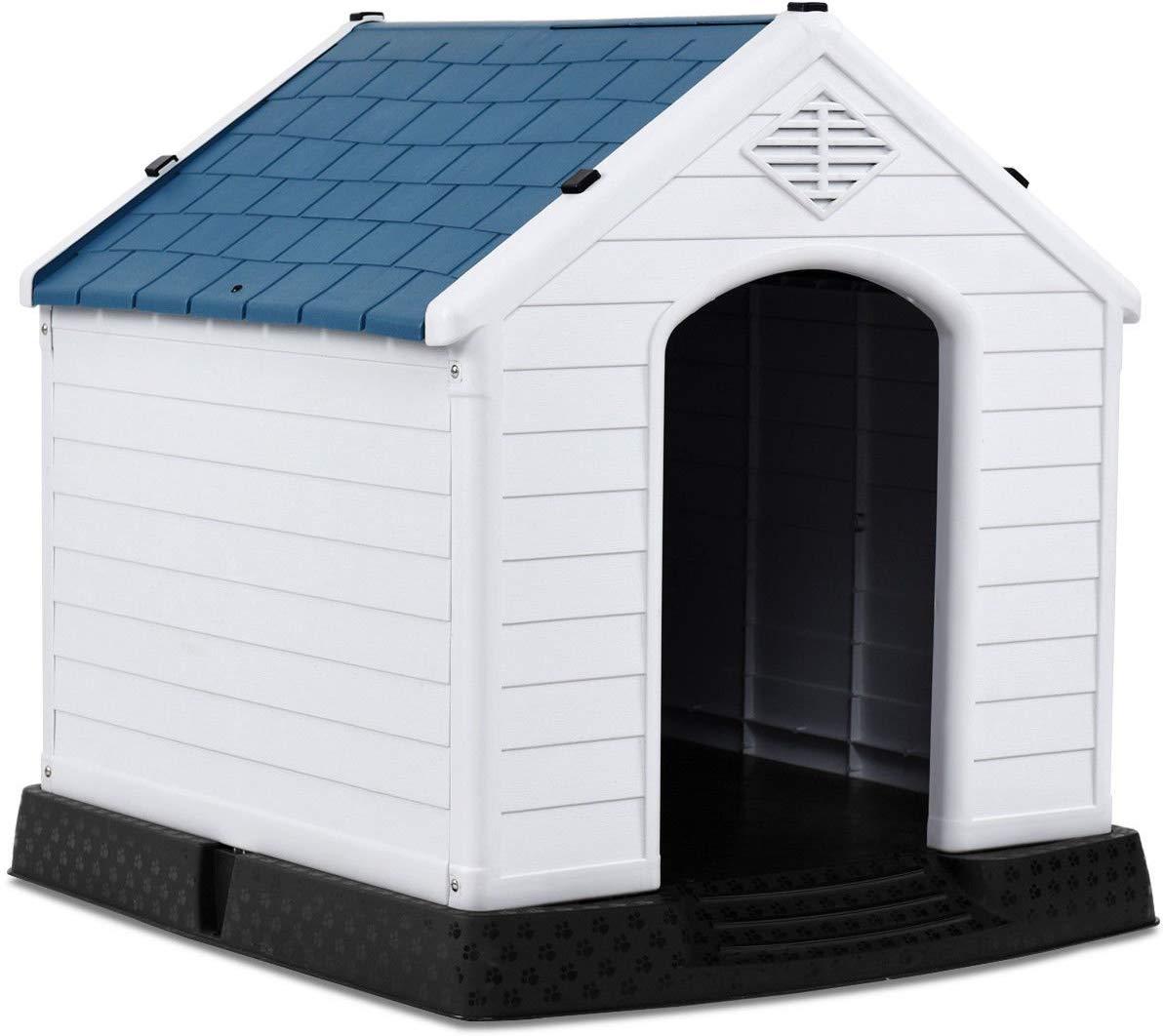 Giantex Plastic Dog House Waterproof Ventilate Pet Kennel with Air Vents and Elevated Floor for Indoor Outdoor Use Pet Dog House