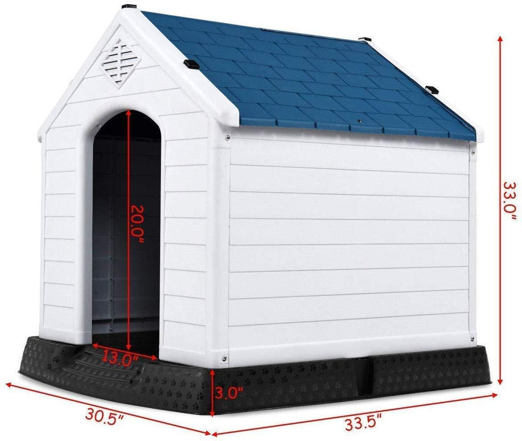 Giantex Plastic Dog House Waterproof Ventilate Pet Kennel with Air Vents and Elevated Floor for Indoor Outdoor Use Pet Dog House
