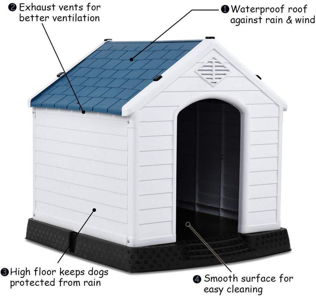 Giantex Plastic Dog House Waterproof Ventilate Pet Kennel with Air Vents and Elevated Floor for Indoor Outdoor Use Pet Dog House