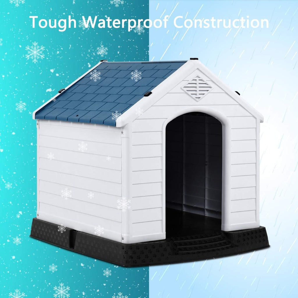 Giantex Plastic Dog House Waterproof Ventilate Pet Kennel with Air Vents and Elevated Floor for Indoor Outdoor Use Pet Dog House