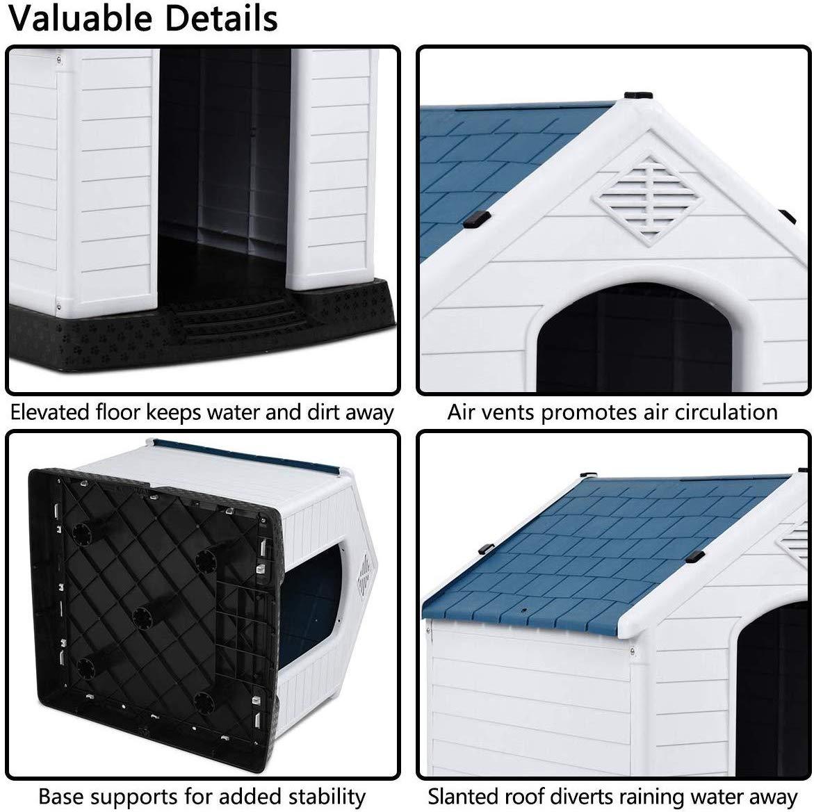 Giantex Plastic Dog House Waterproof Ventilate Pet Kennel with Air Vents and Elevated Floor for Indoor Outdoor Use Pet Dog House