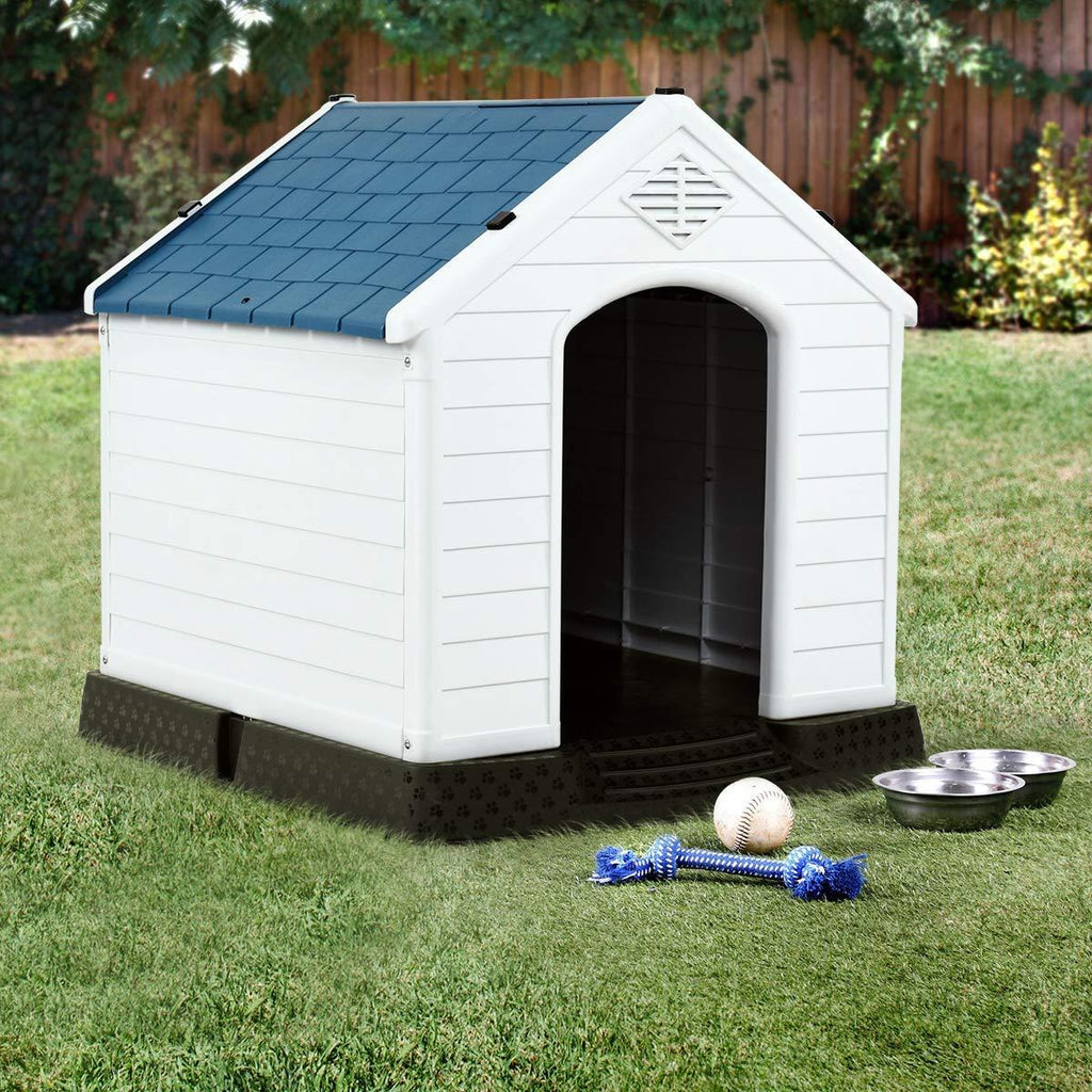 Giantex Plastic Dog House Waterproof Ventilate Pet Kennel with Air Vents and Elevated Floor for Indoor Outdoor Use Pet Dog House