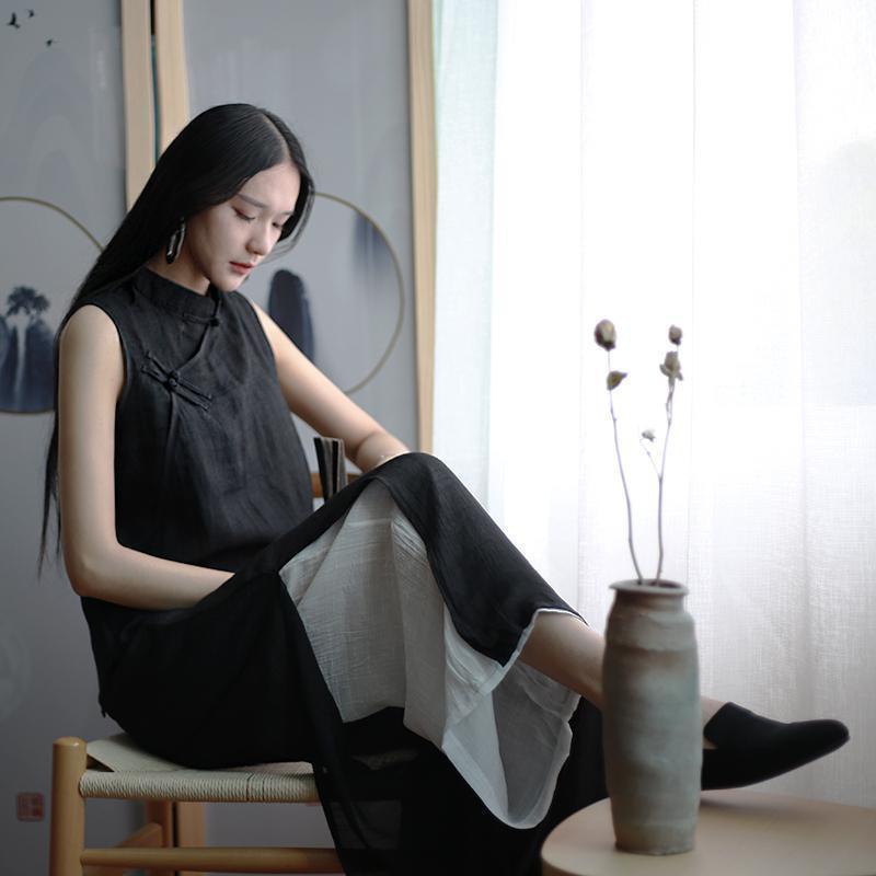 women's summer double-layer wide-leg loose casual pants