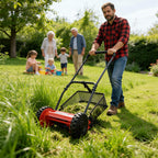 16-Inch Cordless Push Reel Lawn Mower, 5-Blade Walk-Behind Manual Grass Cutter with Steel Frame, Adjustable Cutting Height, Soft Grip Handle &amp; 7.9-Gallon Grass Catcher