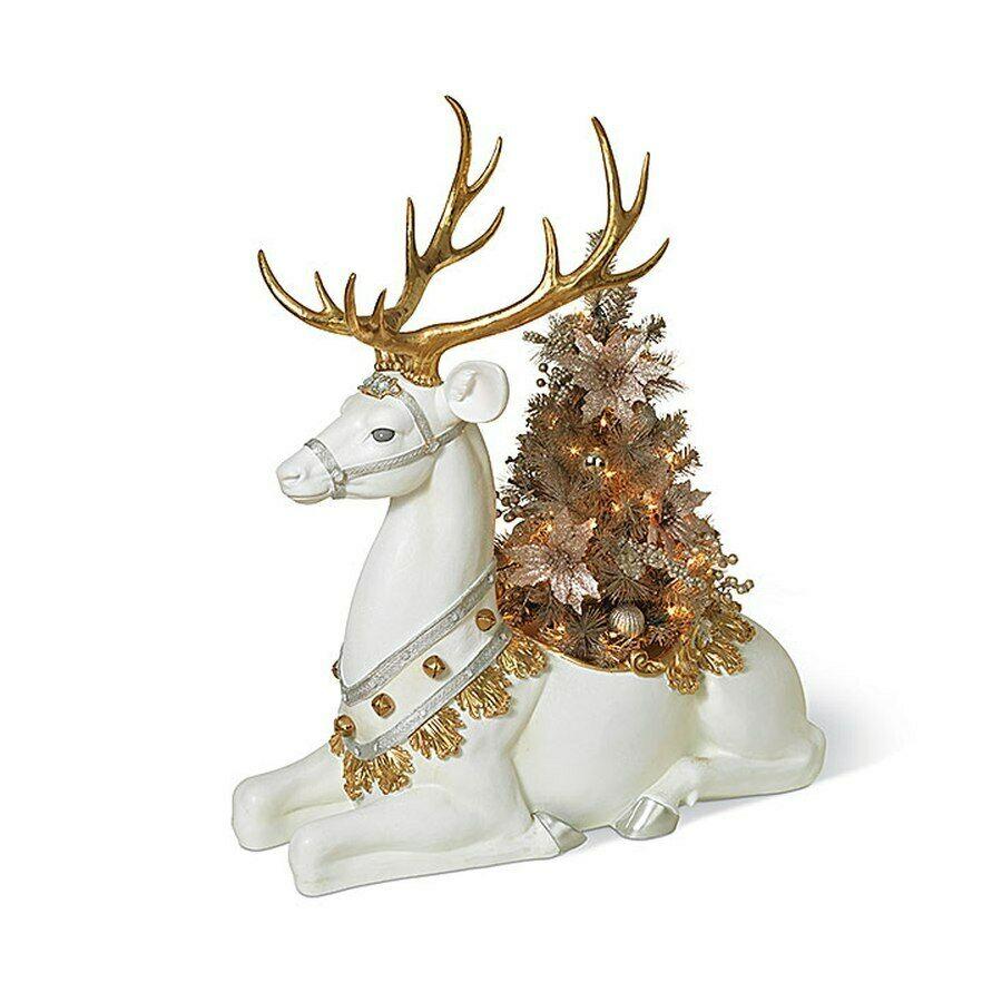 Gerson Companies 44.7-inch Resin Reindeer Planter with Antlers Figurine
