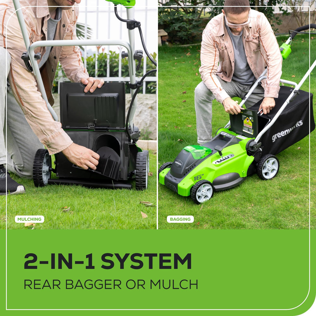40V 16" (Push) Cordless Lawn Mower, 4.0Ah Battery (1/3 Acre, Push Button Start, Compatible with 75+ Tools)