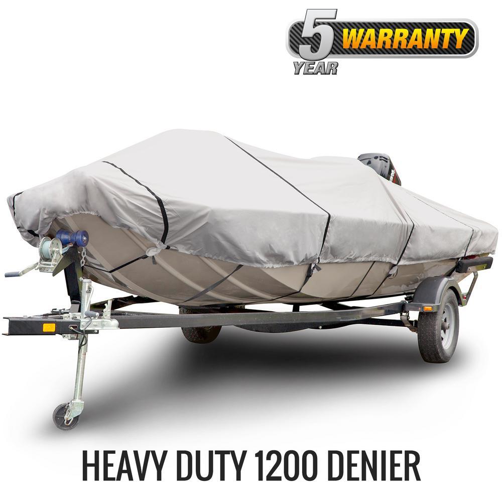 Sportsman 1200 Denier 20 ft. to 22 ft. Beam Width 102 in. Gray Low Profile Flat Front/Skiff/Deck Boat Cover Size BTSD-6