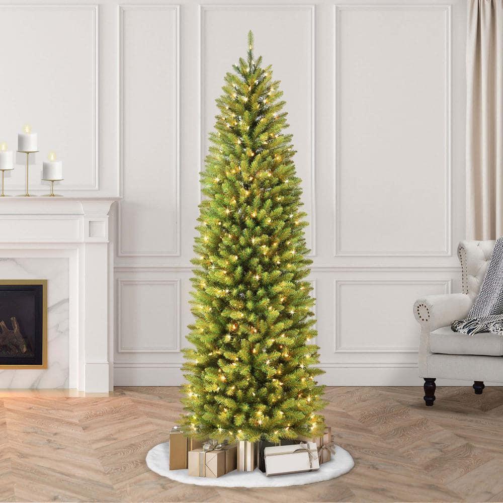 7.5 ft. Pre-Lit Fraser Fir Pencil Tree Artificial Christmas Tree with 350 Clear Lights
