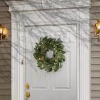 24 in. Magnolia Mix Pine Artificial Christmas Wreath with 35 Battery Operated LED Lights