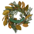 24 in. Magnolia Mix Pine Artificial Christmas Wreath with 35 Battery Operated LED Lights