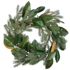 24 in. Magnolia Mix Pine Artificial Christmas Wreath with 35 Battery Operated LED Lights