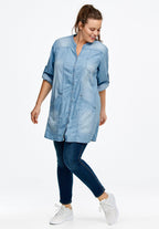 snap front denim tunic