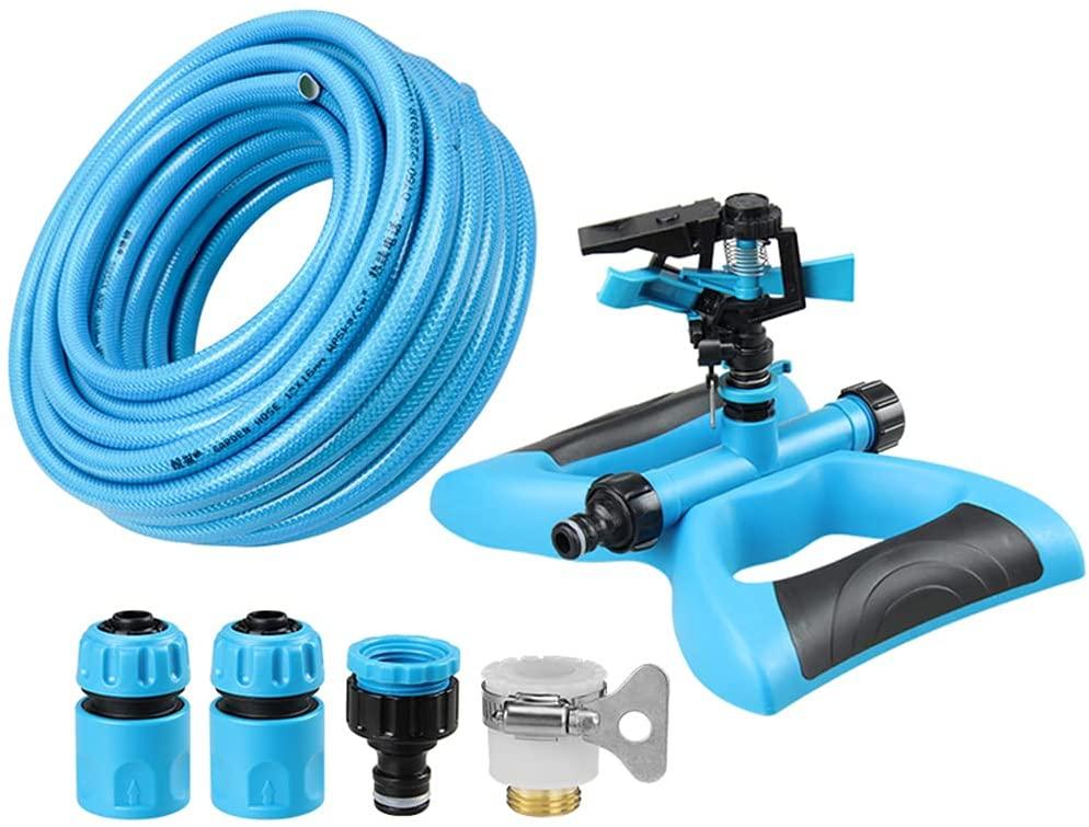 XIN XIN Garden Hose Sprinkler Automatic 360 ° Rotating Lawn Waterer Lawn Sprinkler Watering Sprayer Adjustable Range/Splash/Angle/Position (Blue)