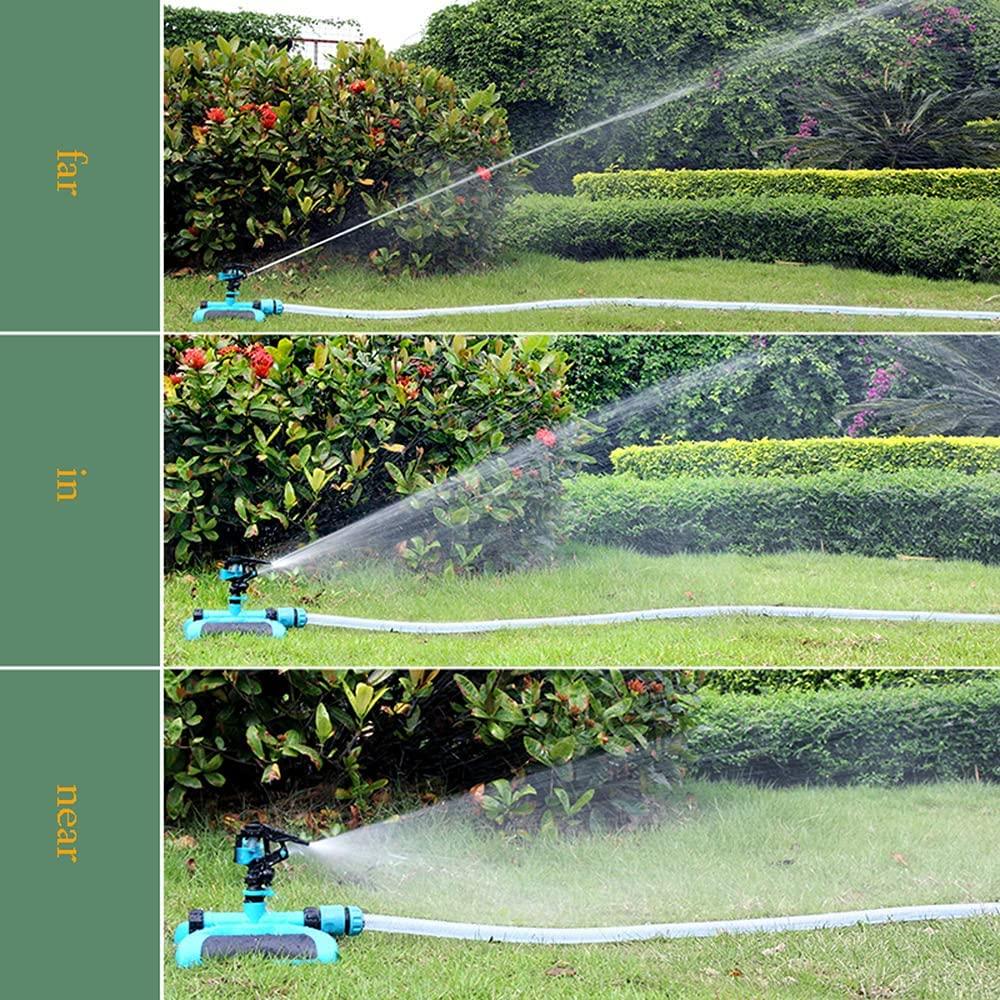 XIN XIN Garden Hose Sprinkler Automatic 360 ° Rotating Lawn Waterer Lawn Sprinkler Watering Sprayer Adjustable Range/Splash/Angle/Position (Blue)