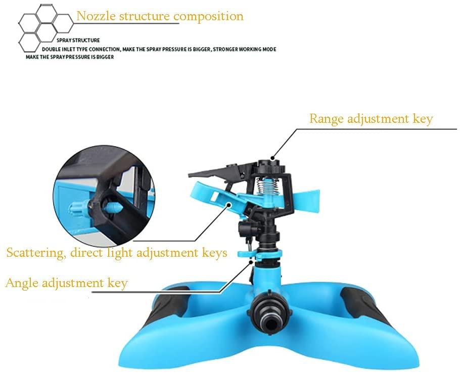 XIN XIN Garden Hose Sprinkler Automatic 360 ° Rotating Lawn Waterer Lawn Sprinkler Watering Sprayer Adjustable Range/Splash/Angle/Position (Blue)