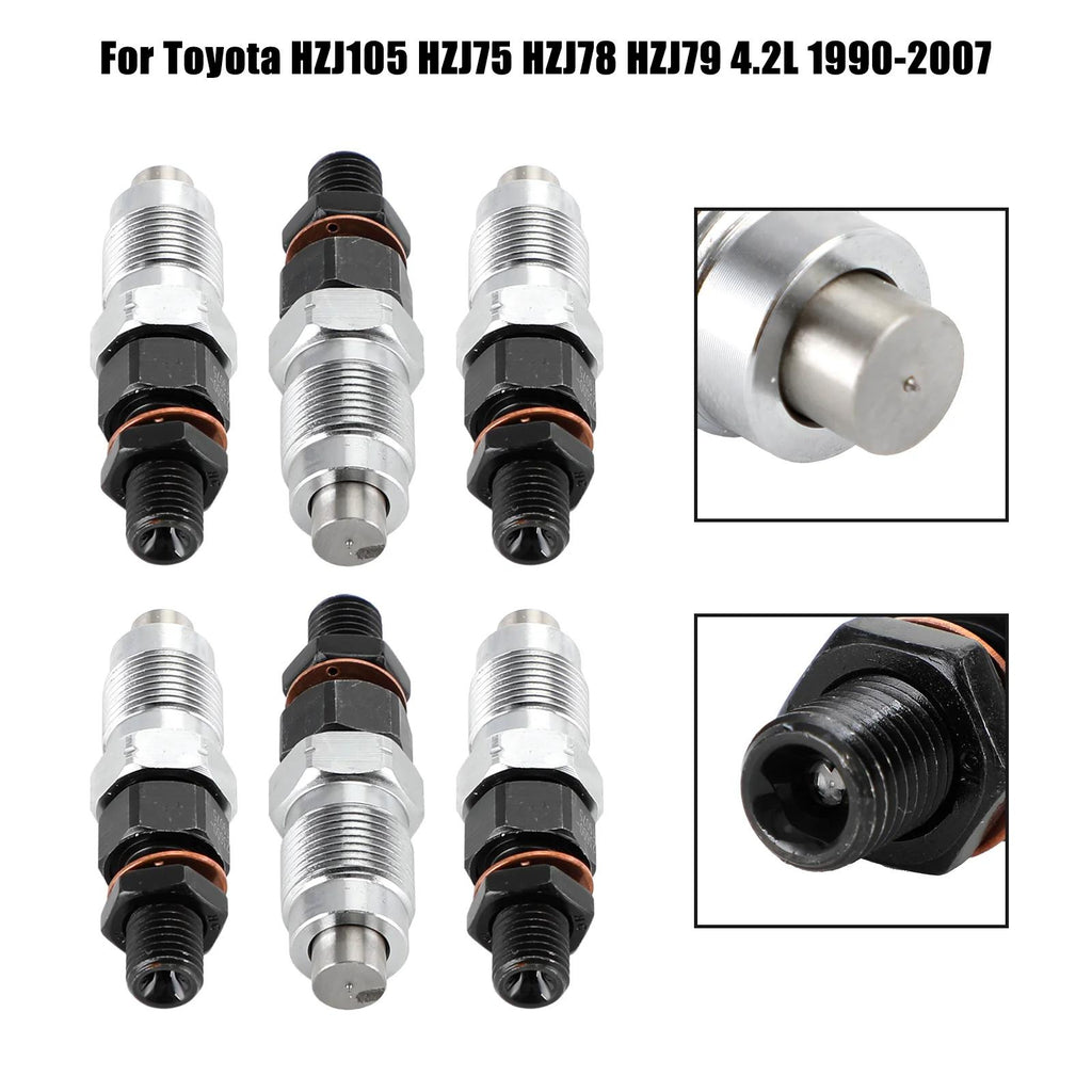 6PCS Fuel Injectors 23600-19075 Fit Toyota HZJ105 HZJ75 HZJ78 HZJ79 1990-2007 Generic